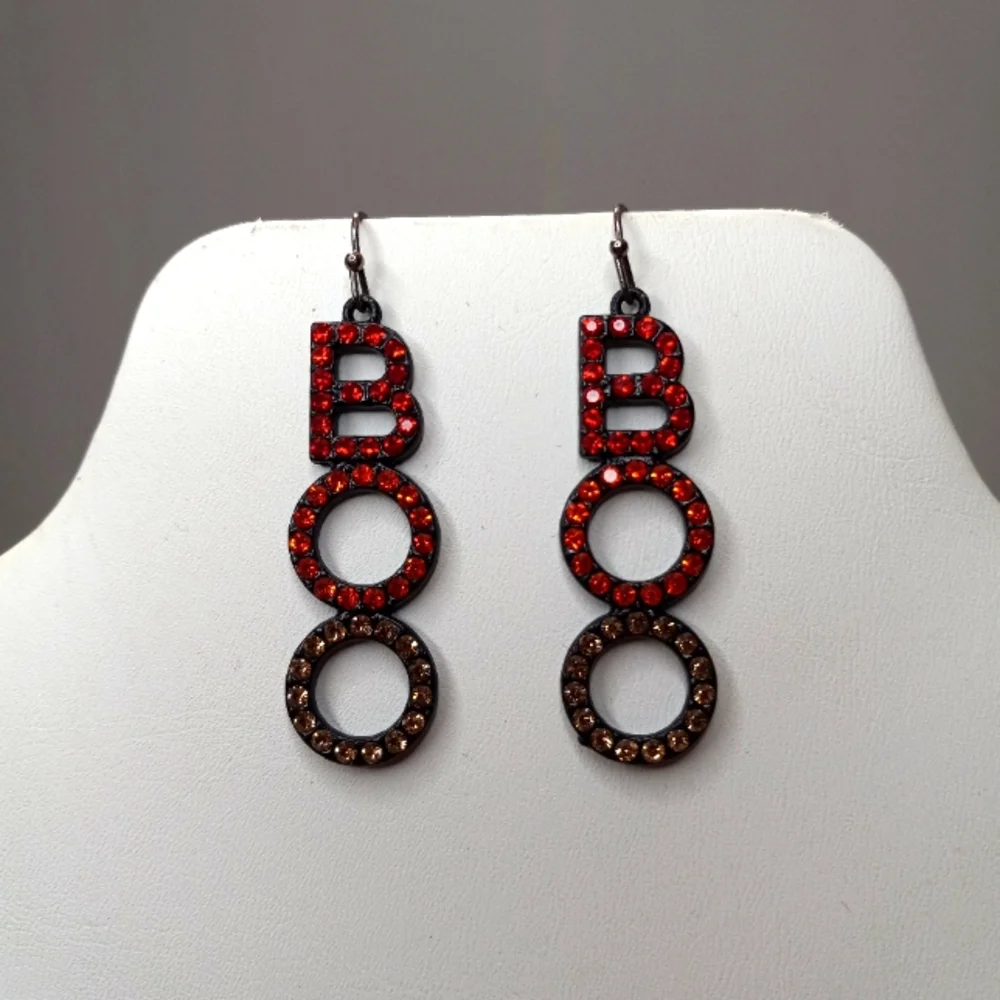 Halloween BOO Rhinestone Earrings